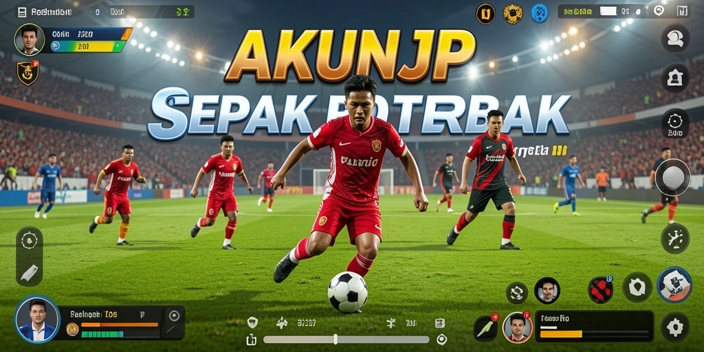 Tampilan gameplay seru dari AKUNJP dengan aksi sepak bola yang mendebarkan.