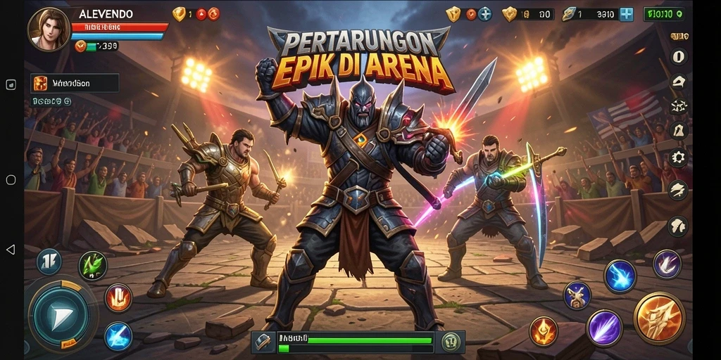 Gameplay pertarungan seru dan karakter yang beragam dalam ALEVENDO.