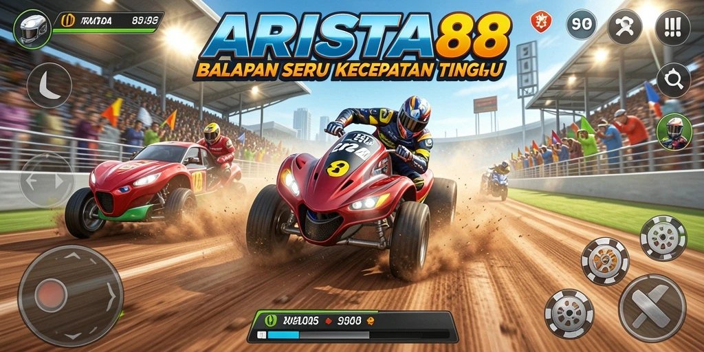 Tampilan gameplay balapan yang mendebarkan di ARISTA88.