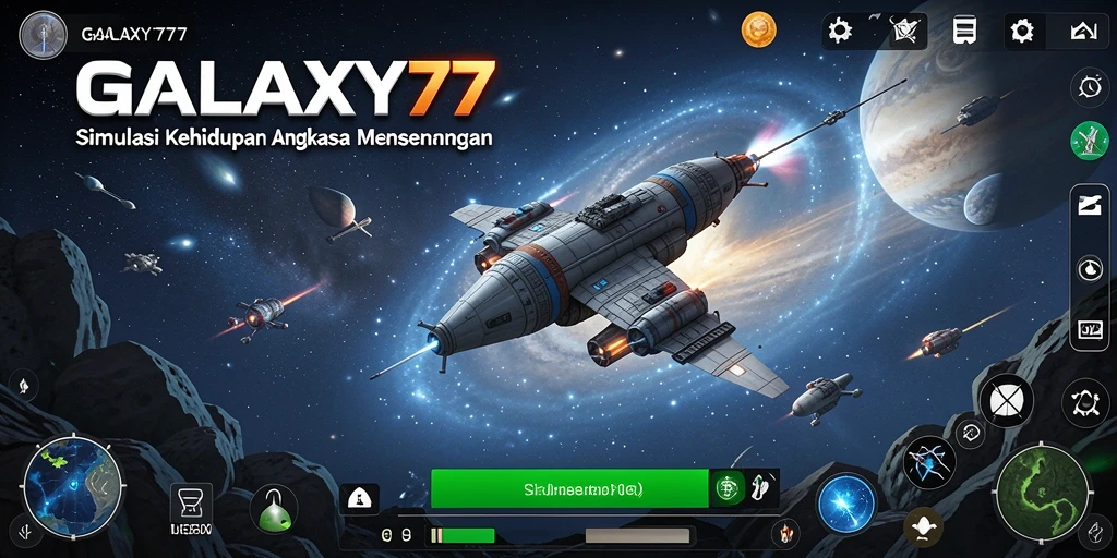 Tangkapan layar menunjukkan aksi seru di luar angkasa dalam GALAXY77.