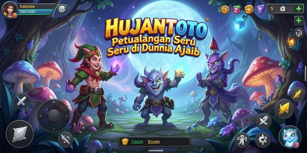 Screenshot gameplay HUJANTOTO menunjukkan petualangan seru di dunia ajaib.
