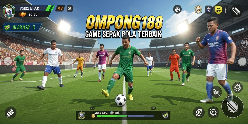 Screenshot gameplay OMPONG188 menampilkan aksi sepak bola yang mendebarkan.