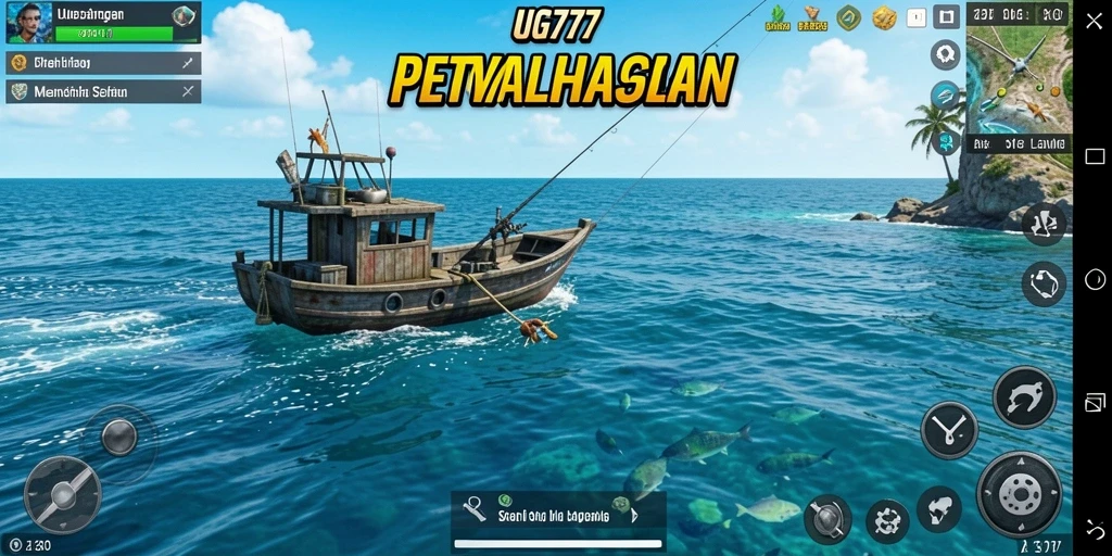 Tampilan gameplay UG777 yang menakjubkan saat memancing ikan besar.